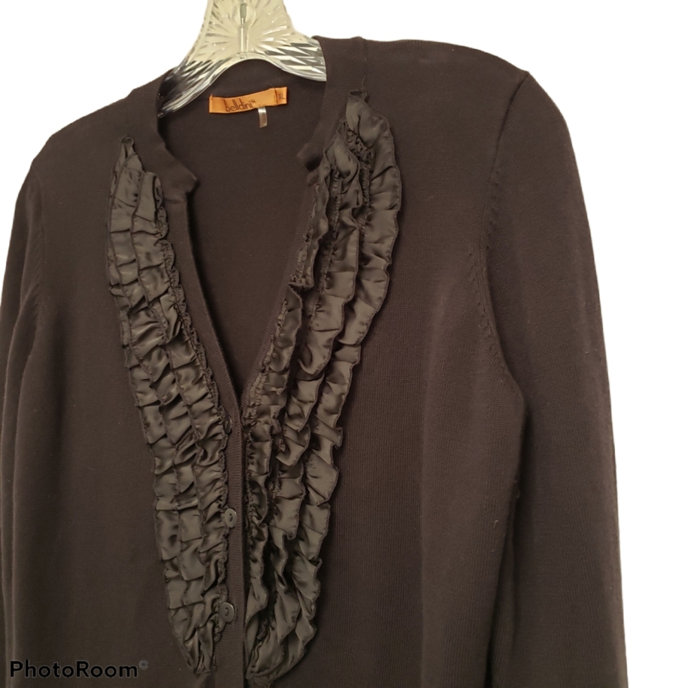 Black Front Ruffle Belldini Cardigan - Picture 2 of 5